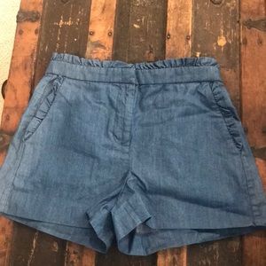 NWOT J.Crew blue ruffle shorts size 0